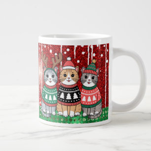 Niedliche Weihnachtskatzen Ich Liebe Sie Mama Jumbo-Tasse