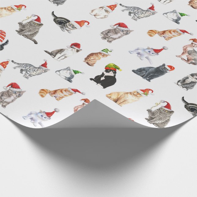 Niedliche Weihnachtskatzen Musterverpackungspapier Geschenkpapier (Ecke)