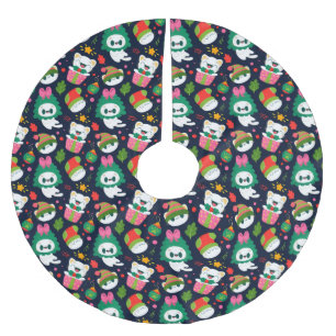 Niedliche Weihnachtskatzen Polyester Weihnachtsbaumdecke