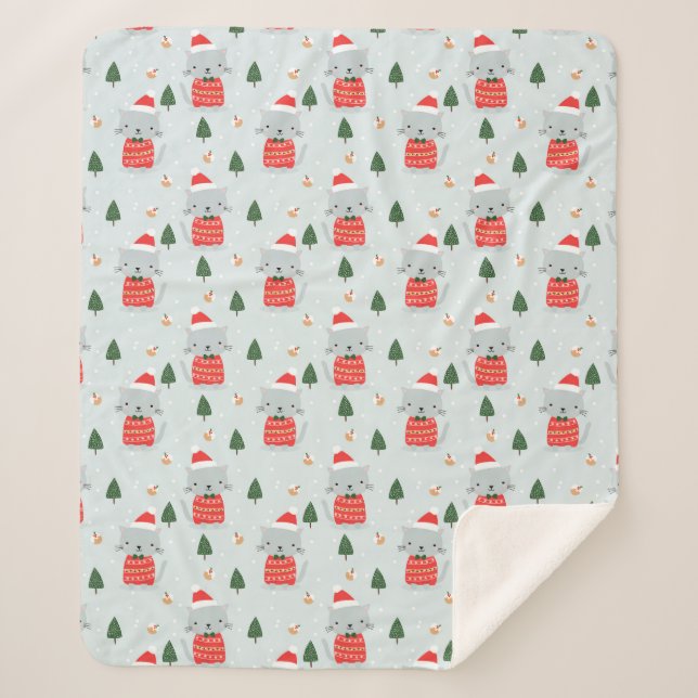 Niedliche Weihnachtskatzen Sherpadecke (Vorderseite)