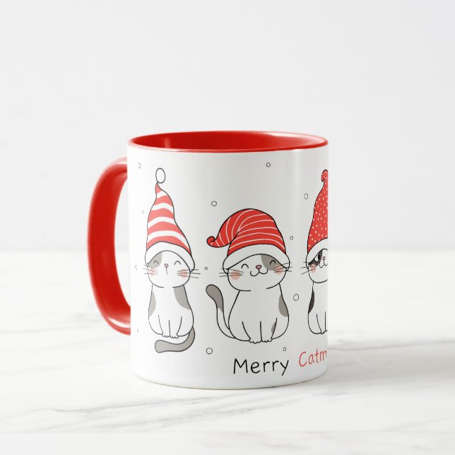 Niedliche Weihnachtskatzen Tasse (Vorderseite Links)