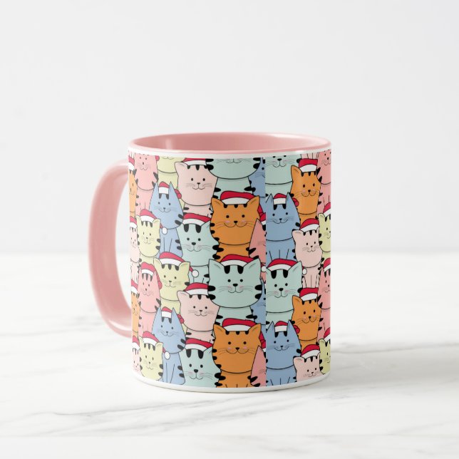 Niedliche Weihnachtskatzen Tasse (Vorderseite Links)