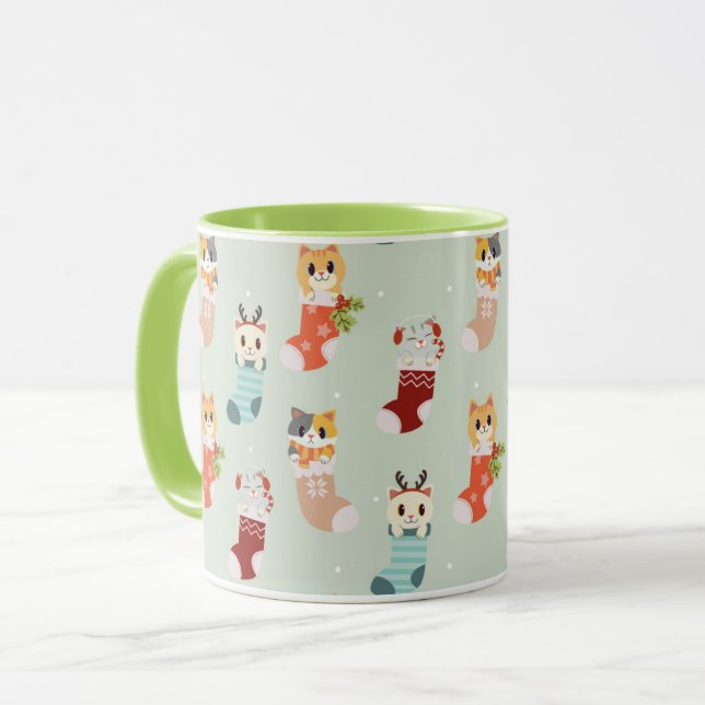 Niedliche Weihnachtskatzen Tasse (Vorderseite Links)