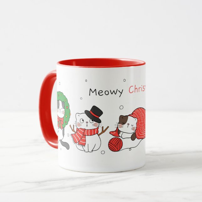 Niedliche Weihnachtskatzen Tasse (Vorderseite Links)