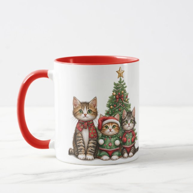 Niedliche Weihnachtskatzen Tasse (Links)