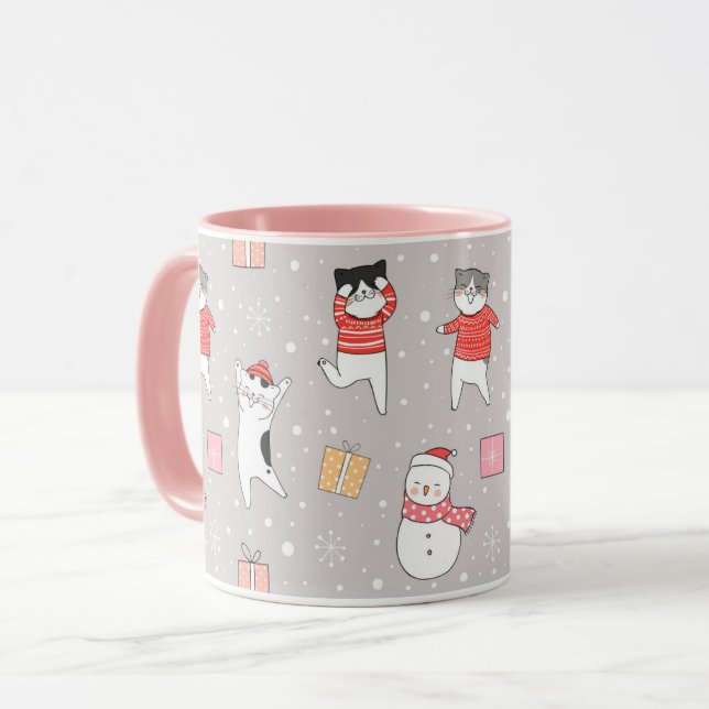 Niedliche Weihnachtskatzen Tasse (Vorderseite Links)