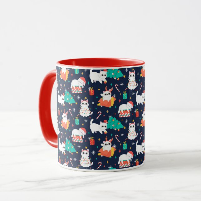 Niedliche Weihnachtskatzen Tasse (Vorderseite Links)