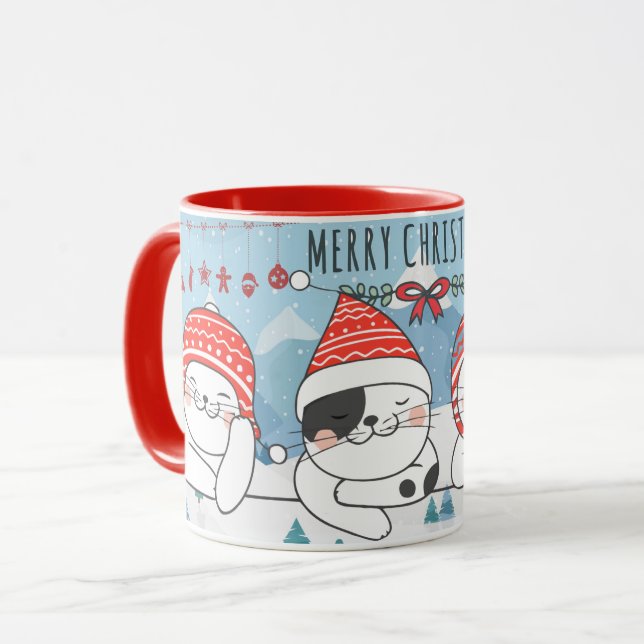 Niedliche Weihnachtskatzen Tasse (Vorderseite Links)