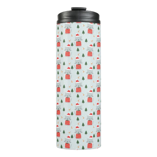 Niedliche Weihnachtskatzen Thermosbecher (Vorderseite)