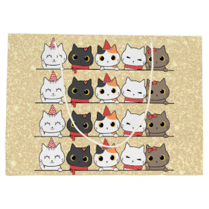 Niedliche Weihnachtskatzen vor Meowy Weihnachten Große Geschenktüte