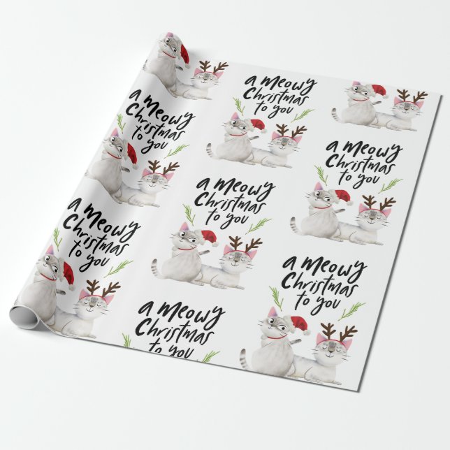 Niedliche Weihnachtskatzen Weihnachtsgeschmack Geschenkpapier (Ungerollt)