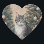 Niedliche Weihnachtskatzenjammer Blume und Bäume Herz-Aufkleber<br><div class="desc">Dieser herzförmige Aufkleber ist eine vielseitige Ergänzung zu Ihren Festlichkeiten. Inmitten moderner Weihnachtsbäume und Blume empfängt Sie das gemütliche Ambiente mit sanfter Beleuchtung und sanften Farbtönen. Benutzen Sie es, um Ihre Urlaubskarten, Geschenkpackungen oder als dekorative Touch auf Ihre Geschenke zu schmücken. Es ist auch eine ideale Wahl für Katzenliebhaber, um...</div>