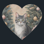 Niedliche Weihnachtskatzenjammer Blume und Bäume Herz-Aufkleber<br><div class="desc">Dieser herzförmige Aufkleber ist eine vielseitige Ergänzung zu Ihren Festlichkeiten. Inmitten moderner Weihnachtsbäume und Blume empfängt Sie das gemütliche Ambiente mit sanfter Beleuchtung und sanften Farbtönen. Benutzen Sie es, um Ihre Urlaubskarten, Geschenkpackungen oder als dekorative Touch auf Ihre Geschenke zu schmücken. Es ist auch eine ideale Wahl für Katzenliebhaber, um...</div>