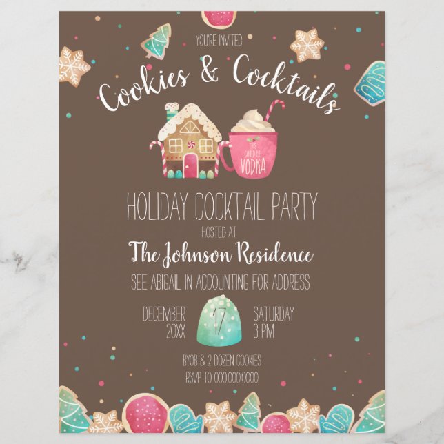 Niedliche Weihnachtskekse Cocktail Party Flyer (Vorderseite)