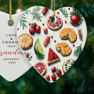 Niedliche Weihnachtskekse, rot und grün, gebackene Keramik Ornament