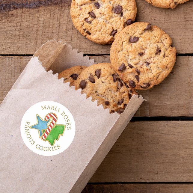 Niedliche Weihnachtskekse Runder Aufkleber (Christmas watercolor cookies cute colorful round sticker. )