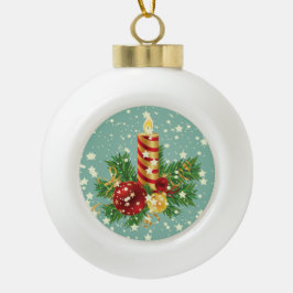 Niedliche Weihnachtskerzen und Glitzern Keramik Kugel-Ornament