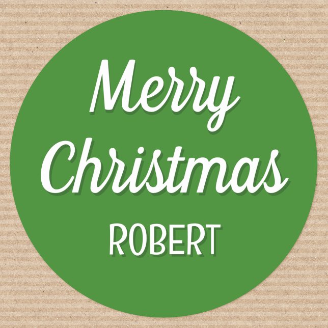 Niedliche Weihnachtskids nennen Typografie Grün Runder Aufkleber (Von Creator hochgeladen)