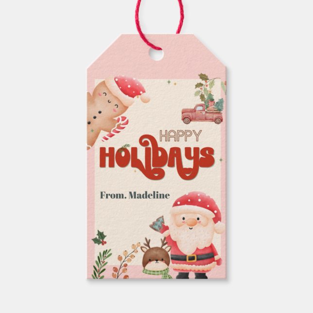 Niedliche Weihnachtskinder Weihnachtsfeier Geschenkanhänger (Vorderseite)