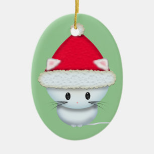 Niedliche Weihnachtskitte Keramik Ornament