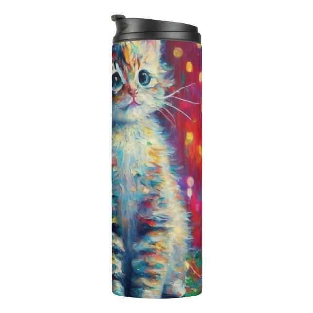 Niedliche Weihnachtskitte | Merry Kit-Mas Thermosbecher (Nach rechts gedreht)