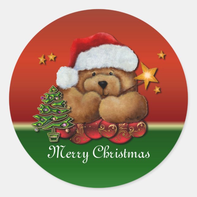 Niedliche Weihnachtskleber für den Weihnachtsmann Runder Aufkleber (Vorderseite)