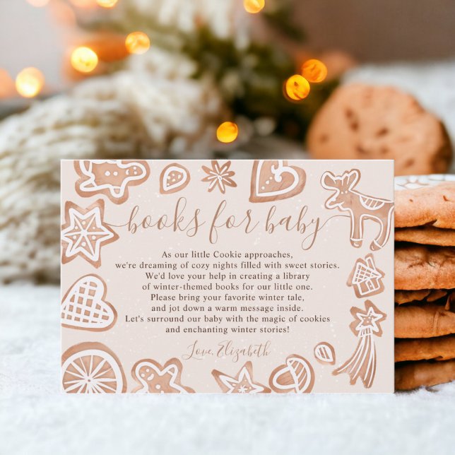 Niedliche Weihnachtskochbücher für Babydusche Begleitkarte (Cute winter Christmas cookie books for baby shower Enclosure Card)
