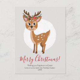 Niedliche Weihnachtskranzfamilie Rentier Feiertagspostkarte