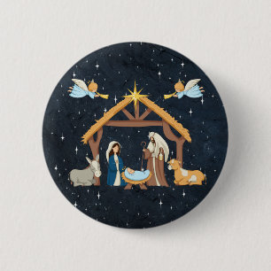 Niedliche Weihnachtskrippe Button