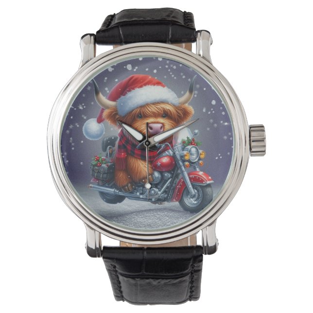 Niedliche Weihnachtskuh Armbanduhr (Vorderseite)