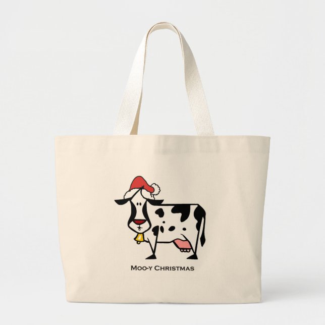 Niedliche Weihnachtskuh Jumbo Stoffbeutel (Vorne)