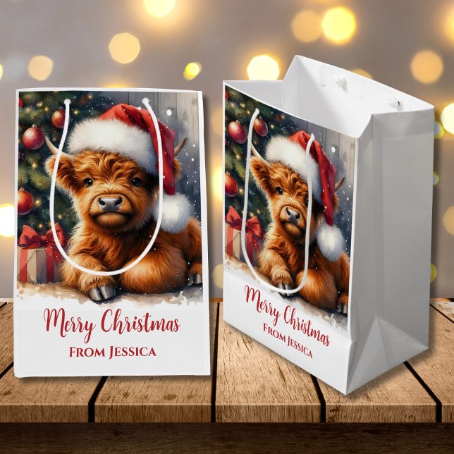 Niedliche Weihnachtskühe Mittlere Geschenktüte (Von Creator hochgeladen)