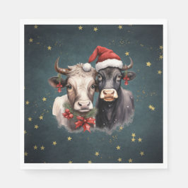 Niedliche Weihnachtskühe Serviette