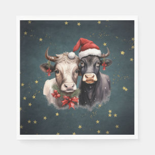 Niedliche Weihnachtskühe Serviette