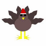 Niedliche Weihnachtskunst in Form einer Akrylskulp Freistehende Fotoskulptur<br><div class="desc">Diese Fotoskulptur zeigt einen lustigen Cartoon eines Weihnachtstruthühners mit großen schwarzen Augen,  einem kleinen gelben Schnabel und Schwanz Federn klebrig. Die Füße stehen in entgegengesetzter Richtung,  wodurch der Truthahn unbeholfen aussieht. Der Truthahn trägt eine rot-weiße Weihnachtsmannmütze und ist zu Weihnachten bereit.</div>