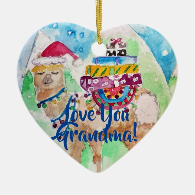 Niedliche Weihnachtslama-Liebe Sie Oma Dekoration (Vorne)