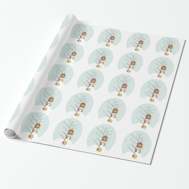Niedliche Weihnachtslandschaft Geschenkpapier (Ungerollt)
