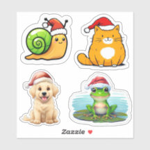 Niedliche Weihnachtslebewesen - Vinyl Stickers maß