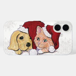 Niedliche Weihnachtsleder Welpe und Orange Tabby title_seo2