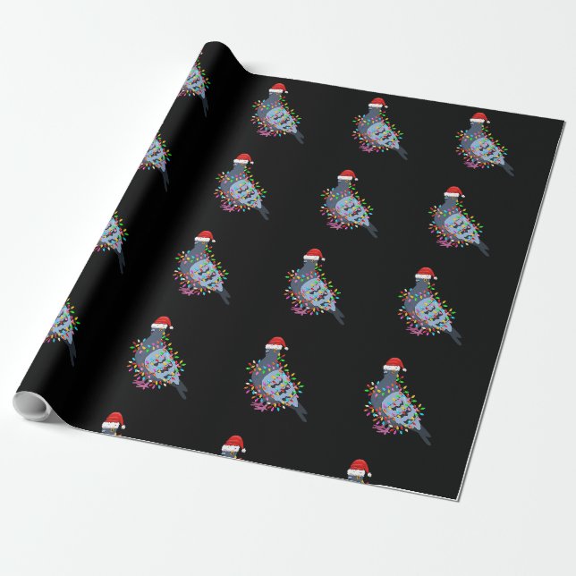 Niedliche Weihnachtsleuchten-Taube mit Weihnachtsh Geschenkpapier (Ungerollt)