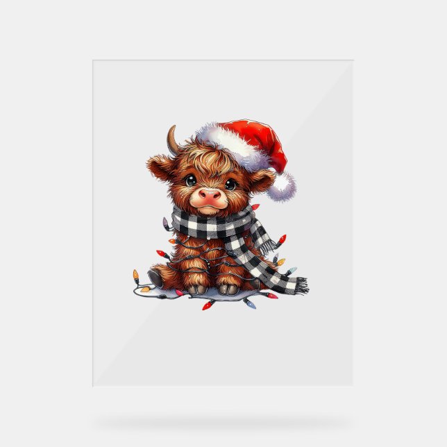 Niedliche Weihnachtslichter Höllenkuh Weihnachten Acrylschild (Vorderseite)