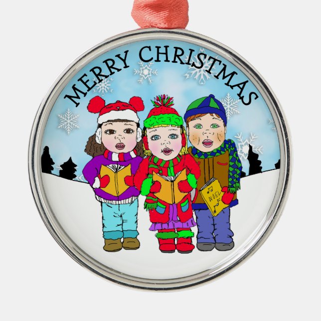 Niedliche Weihnachtslieder Personalisierter Urlaub Ornament Aus Metall (Vorne)