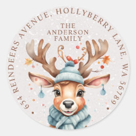 Niedliche Weihnachtsmann-Rücksendeadresse Runder Aufkleber