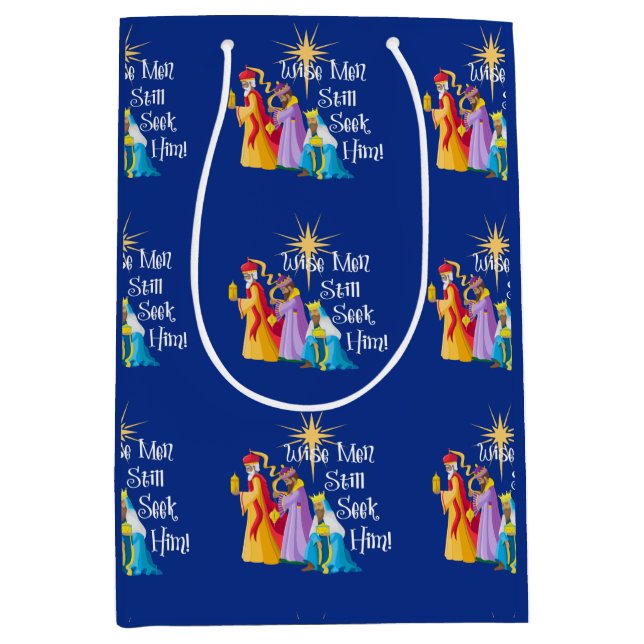 Niedliche Weihnachtsmänner Mittlere Geschenktüte (Vorderseite)