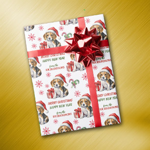 Niedliche Weihnachtsmannmütze Beagle Welpe Weihnac Geschenkpapier