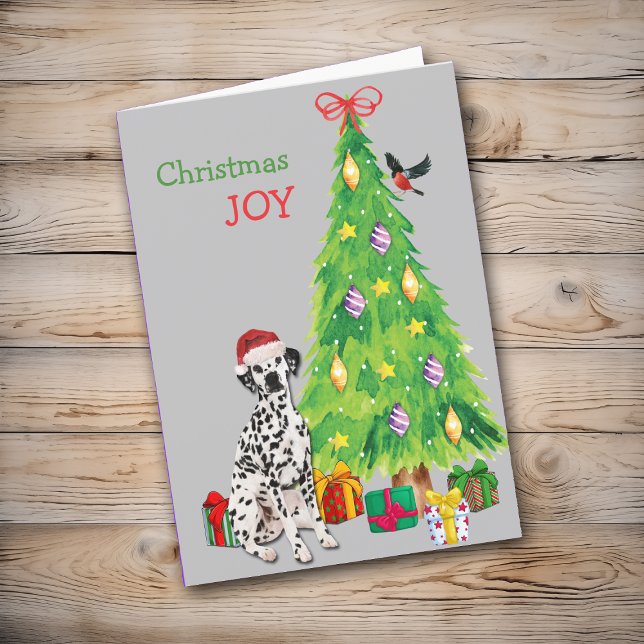 Niedliche Weihnachtsmannmütze Dalmatiner Hund und  Feiertagskarte (Von Creator hochgeladen)