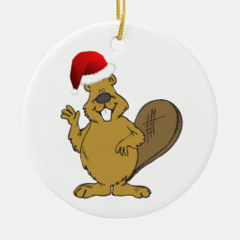 Niedliche Weihnachtsmannmütze des Bibers Keramik Ornament
