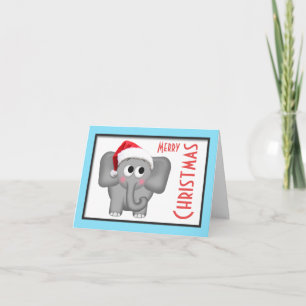 Niedliche Weihnachtsmannmütze Elephant "Merry Chri Feiertagskarte