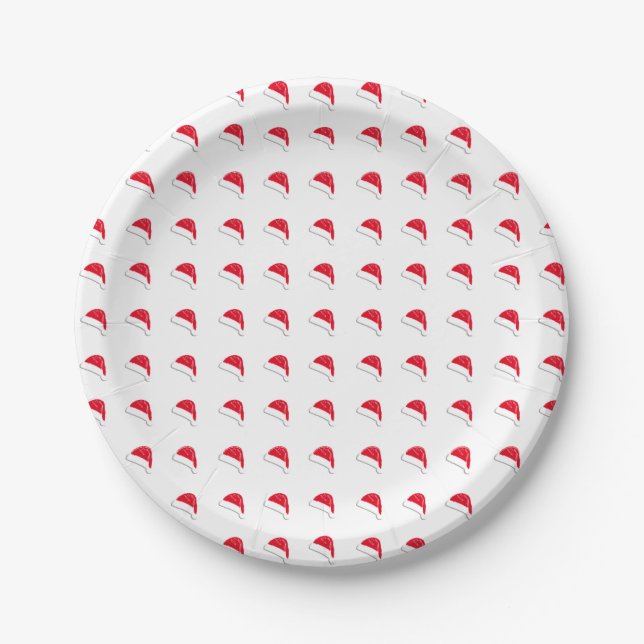 niedliche Weihnachtsmannmütze-Muster Pappteller (Vorderseite)