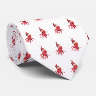 Niedliche Weihnachtsmannmütze Octopus Krawatte